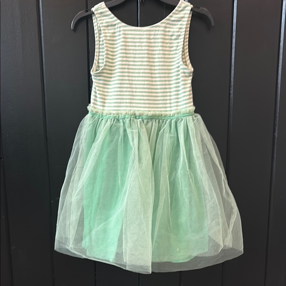 Mini Boden Mint Striped Dress with Tulle Skirt